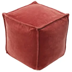 Threshold Costa Velvet Pouf Modern Square Upholstered Footstool Blush