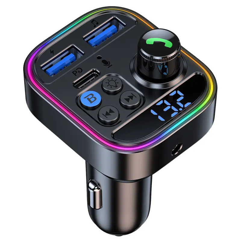 Wireless Bluetooth 5.3 Car FM Transmitter Adapter - Bluetooth Car Adapter, 30W PD Quick Charging, Type-C Interface, Handsfree Calling, TF Card/USB Stick Support, Music Streaming Solution (FM & Bluetooth Transmitters, Wireless Variant)