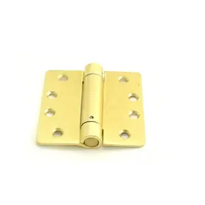 212 MAIN Full Mortise Single Acting Spring Hinge, 4x4 in, 0.25 in Radius Corner, No. 037466 Satin Brass, Screw-Compatible Door & Gate Hardware