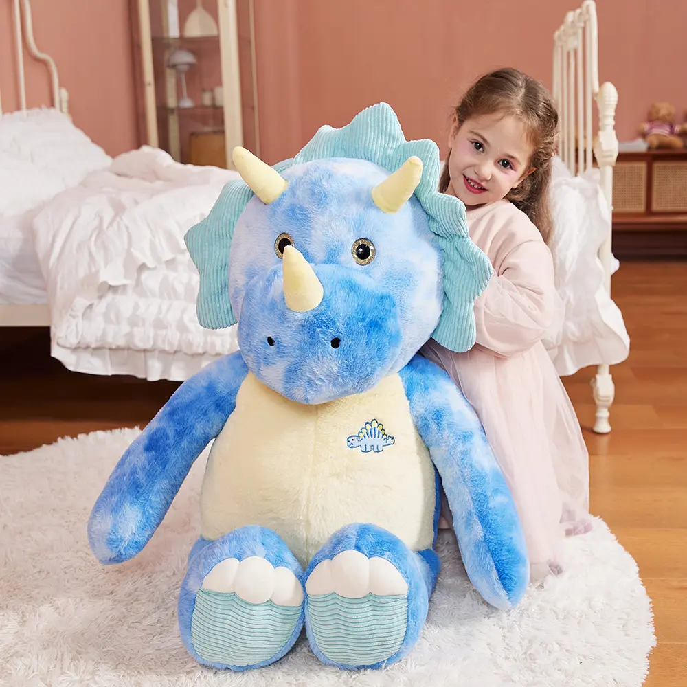 IKASA Giant Triceratops Stuffed Animal Plush Toy,30" Large Dinosaur Big Jumbo Soft Toys, Huge Size Cute Fluffy Plushy Fat Plushie,Gifts for Kids