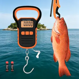110lb/50kg Capacity Professional Fishing Scale, Fish Scale, Hanging Scale – With Fishing Lip Gripper, Waterproof, Backlit Night Light, LB/OZ/KG Unit Conversion, Memory Function & Measuring Tape | Portable Set Includes Lip Clamp, Battery