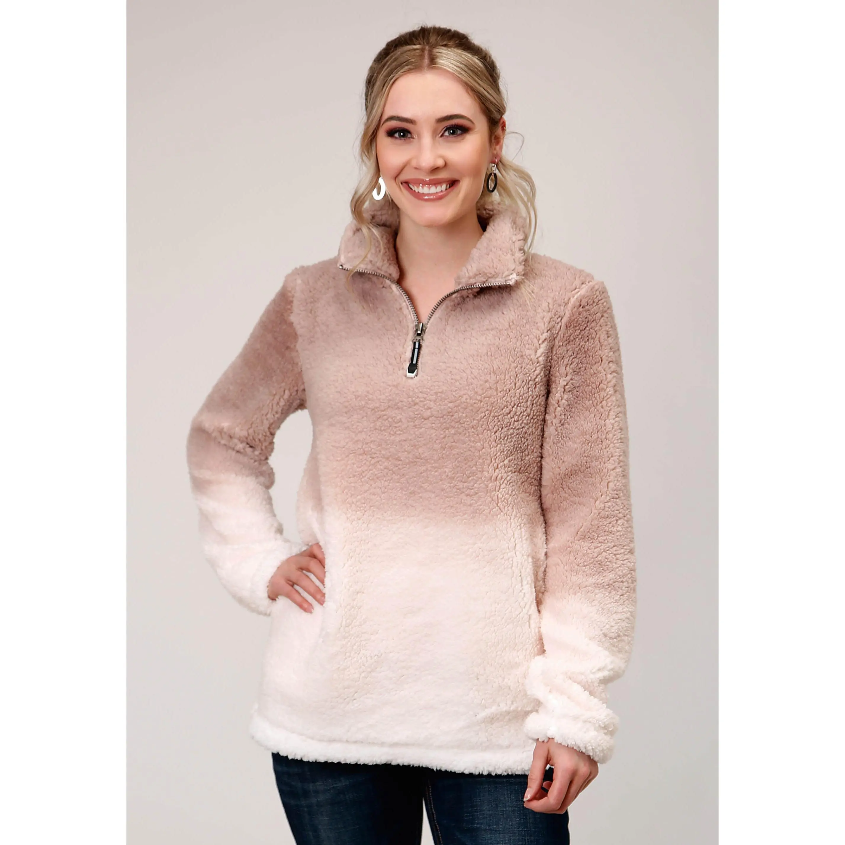 Womens Polar Fleece  Dip Dye Pullover