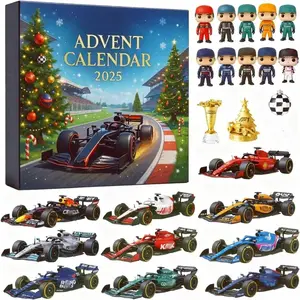 Christmas Countdown Calendar 2025 for Racing Fans - 24 Day Advent with 2D Car Ornaments, Unique Xmas Gift for Boys Girls