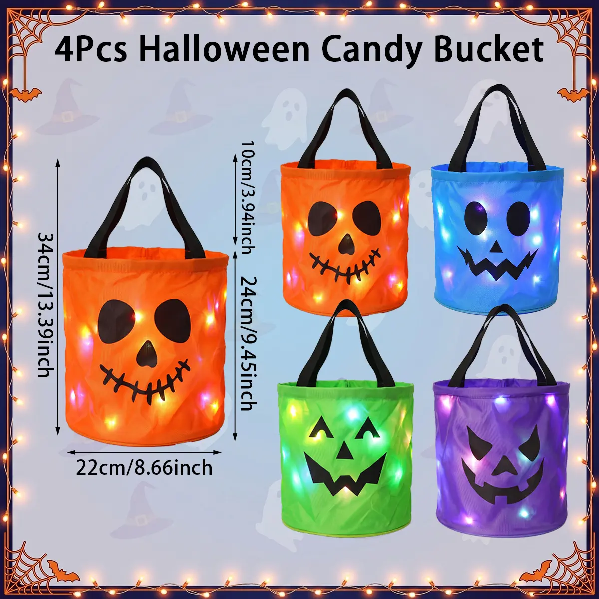 4pcs Orange, Green, Blue, Purple