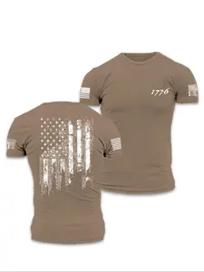 Men's American Flag Print Round Neck Tee, Regular Fit Casual Short Sleeve Crew Neck T-Shirt for Summer, Fashion Men's Top for Daily Wear, Athletic T Shirt