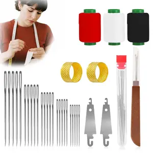 34-Piece Stainless Steel Hand Sewing Needle Set - Needle and Thread Repair Set, Suitable for Beginners and Professional DIYers, Needle Threader, and Hand Sewing Set (34-Piece Set)