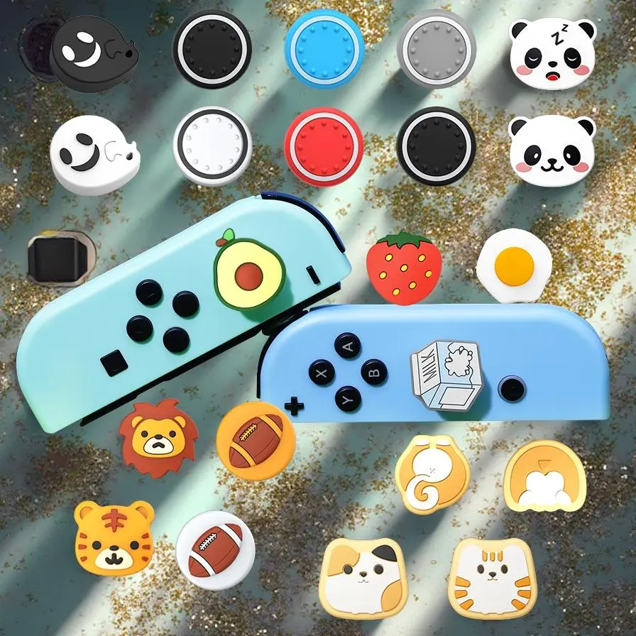Cute Game Controller Thumb Grip Cap, Soft Silicone Game Controller Thumb Stick Cover, Thumbstick Grips, Gaming Accessories, Game Peripherals, Game Console Accessories for Nintendo Switch OLED Lite