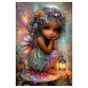 DIY Diamond Painting Elf Girl Cross Stitch Kit, Rhinestone Mosaic Art for Home Decoration, Ideal Beginner & Adult Crafting Project