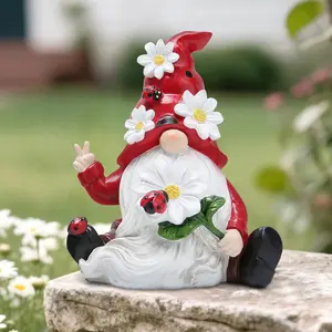 Ladybug Spring Gnomes Decorations for Home Table, Porch, Garden Yard Ladybug Elf Ornaments Decor Spring Gnome Figurines Decor for Outdoor Garden Birthday Gifts for Mom, Grandma
