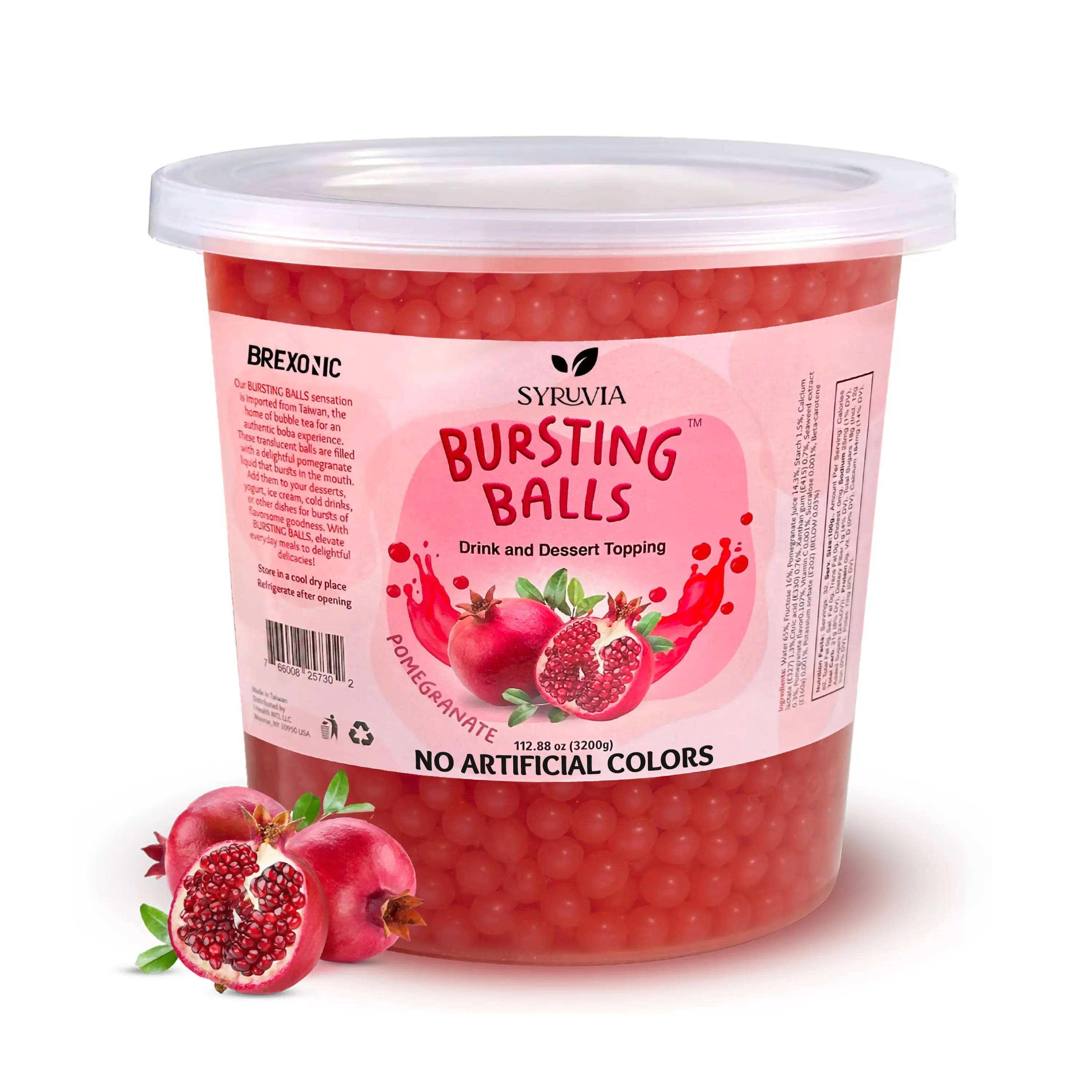 Pomegranate Boba Pearls, Pomegranate Popping Boba Bursting Boba, Pomegranate Bubble Tapioca Pearls For Bubble Tea (Pomegranate, 7 LB Pack of 1)