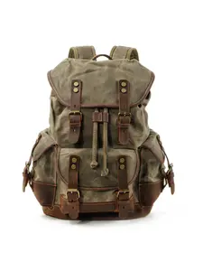 Vintage Large Capacity Backpack, Multi-compartment Adjustable Straps Backpack, Outdoor Travel & School Bag with Drawstring Closure