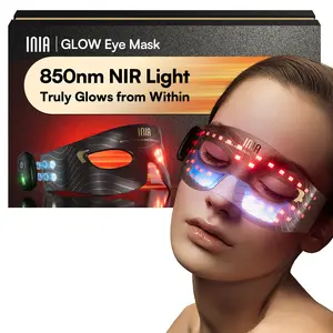 INIA GLOW Red Light Therapy Eye Mask with 96 High-Density LEDs & Cryotherapy Cooling, LED Eye Mask Skincare for Wrinkles, Dark Circles & Puffiness, FDA-Cleared, Portable and Rechargeable, 2-Year Warranty,Mother's Day Special Gift