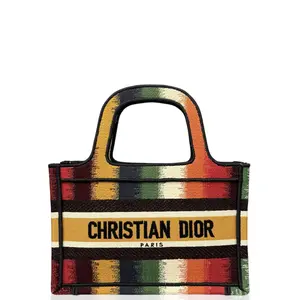 Pre-owned Dior Leather tote bags Mini Book Tote Canvas Black Red White (ko012626a3)