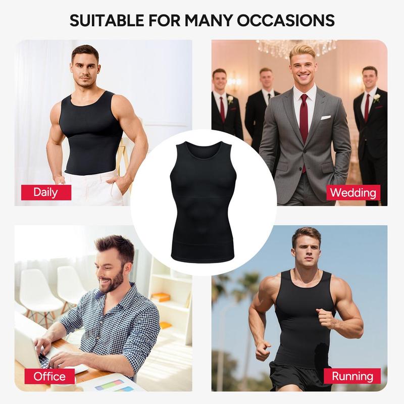 Nebility Men's Sleeveless Crew Neck Belly Compression Tank Activewear Menswear Tank Top Straps Undershirt Menswear