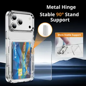 Transparent photocard phonecase clear phonecase with photocard holder with flip open card holder with Flip Large Cards Slot Holder for iphone11 12 13 14 15 16 17series