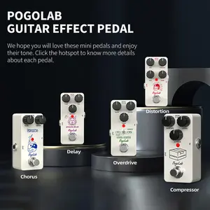 [Limited Time Deal] POGOLAB Guitar Effect Pedal, Analog Delay, Distortion, Overdrive, Compressor, Chorus Effect For Choose, Mini Portable True Bypass Puppy Dog Electric Guitar Bass Effect Pedal,Music Lover Beginner Boy Girl Friend Thankgiving Xmas Gift