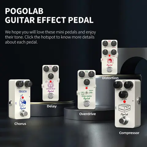 [Limited Time Deal] POGOLAB Guitar Effect Pedal, Analog Delay, Distortion, Overdrive, Compressor, Chorus Effect For Choose, Mini Portable True Bypass Puppy Dog Electric Guitar Bass Effect Pedal,Music Lover Beginner Boy Girl Friend Thankgiving Xmas Gift