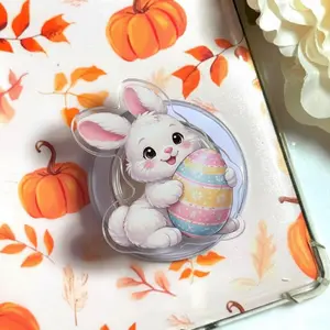 Cute Baby Bunny Holding Pastel Easter Egg MagSafe Phone Grip – Magnetic Pop Socket & Kickstand – Easter Gift