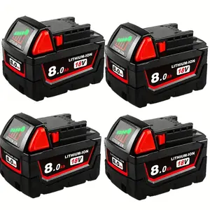 M18 1&2&4Pack 8000mAh 18V Replacement Battery for milwaukee Replacing batteries with electric tools M-18 Battery Pack Compatible with Milw M-18 8.0Ah Lithium Battery 48-11-1890,48-11-1850, 48-11-1828, Cordless Tools milwaukee battery milwaukee m18