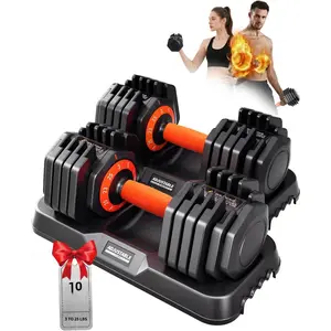 2026 Upgrade Adjustable Dumbbell Set of 2, Small Increment in 3LB, 1 Hand Rapid-Switch, 25lb/55lb Pair Adjustable Dumbbells with Tray, Anti-Slip Grip for Home Gym Training