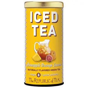 The Republic of Tea-Pineapple Orange Guava Iced Green Tea Bags, Naturally Caffeinated, 8 Large Quart-Sized Iced Tea Pouches