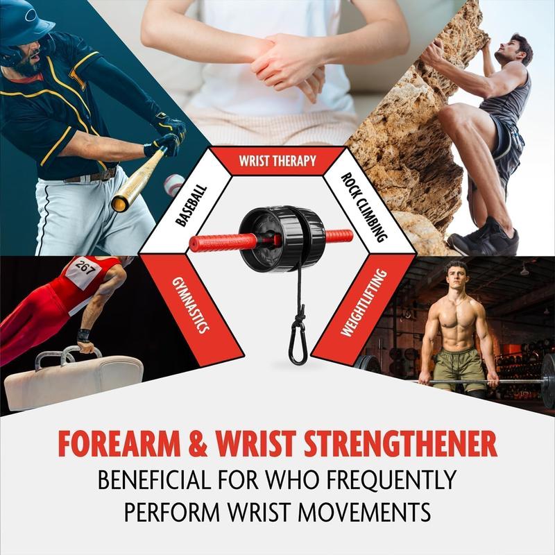 US Seller43 Fitness Forearm Strengthener & Wrist Roller - 2 in 1 Arm Exerciser with Non-Slip Premium Grip, Durable Nylon Rope - Helps with Elbow Tendonitis, Wrist Recovery & Strength Training (Patented)