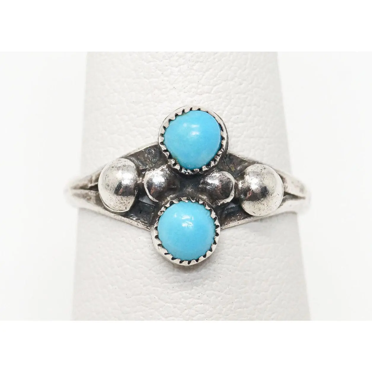 Vintage Native American Turquoise Unsigned Sterling Silver Ring - Sz 5.5