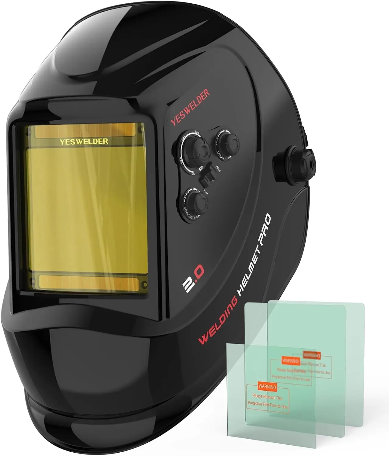 YESWELDER LYG-M800H True Color Auto Darkening Welding Helmet, Welding Accessory - 3.93"x3.66" Large View, 4 Arc Sensors, 3/5-13 Wide Shade Hood for TIG, MIG, ARC Grind, Father's Day Gift