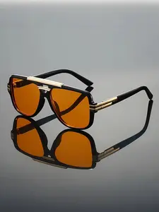 Men's New Fashion Glasses, Premium Dual Bridge Design, Multi-Color Temple Tips, Full Frame Decoration, Stylish Eyewear