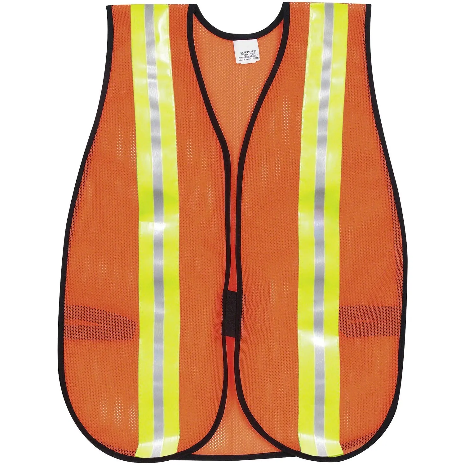 Crews Reflective Fluorescent Safety Vest, Orange, Fabric, MCSCRWV201R