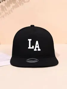 Unisex LA Letter Print Baseball Cap, Snapback Cap, Flatbill Snapback Cap, Adjustable Flat Brim Hat, Street Style Hip Hop Cap, Perfect for Outdoor Activities, All Seasons, Fitted Design