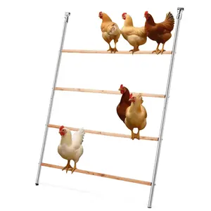 Outdoor Chicken Perch for Coop, 4-Level Tiered Design, Easy Assembly & Clean, Poultry Enrichment, 41.3" L x 56.7" W, Metal & Wood Construction - Enclosed