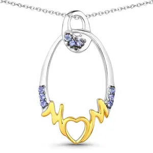 Genuine Tanzanite Silver Mom Pendant Necklace