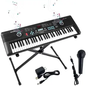 61 Key Digital Music Piano Keyboard Electronic Musical Instrument With Mic and Keyboard Stand for Beginners Xmas Gift Toy