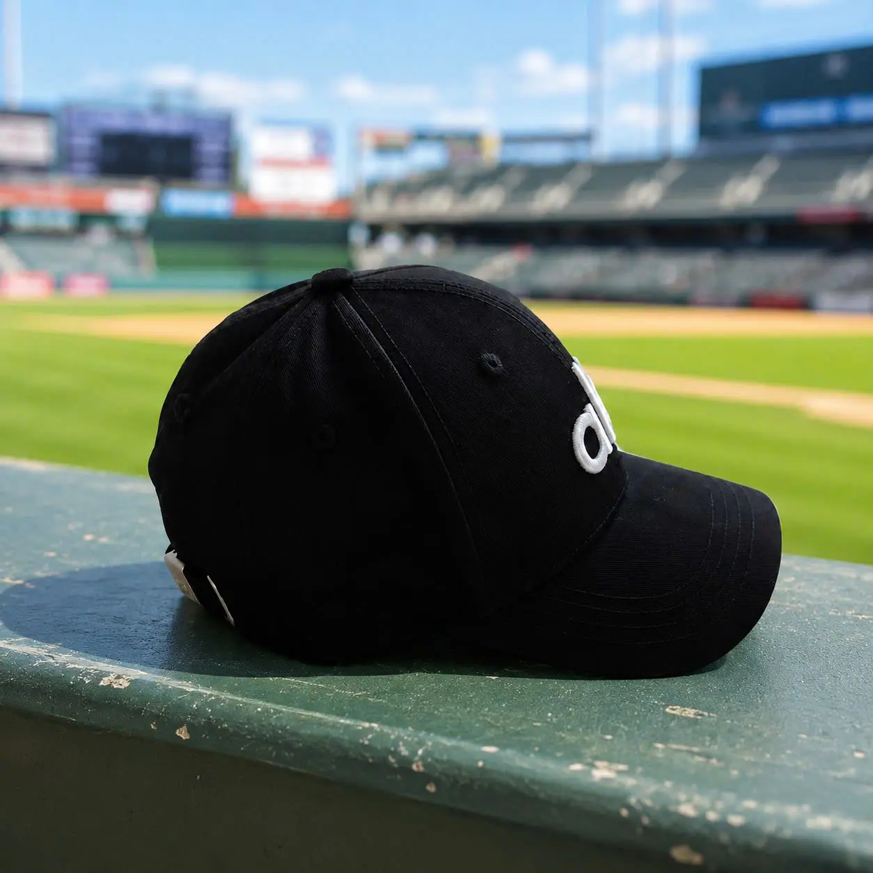 Black Off-Duty Adjustable Baseball Cap – Embroidered Logo Curved Brim Athletic Hat for Women and Men, Available in Pink, Black and White