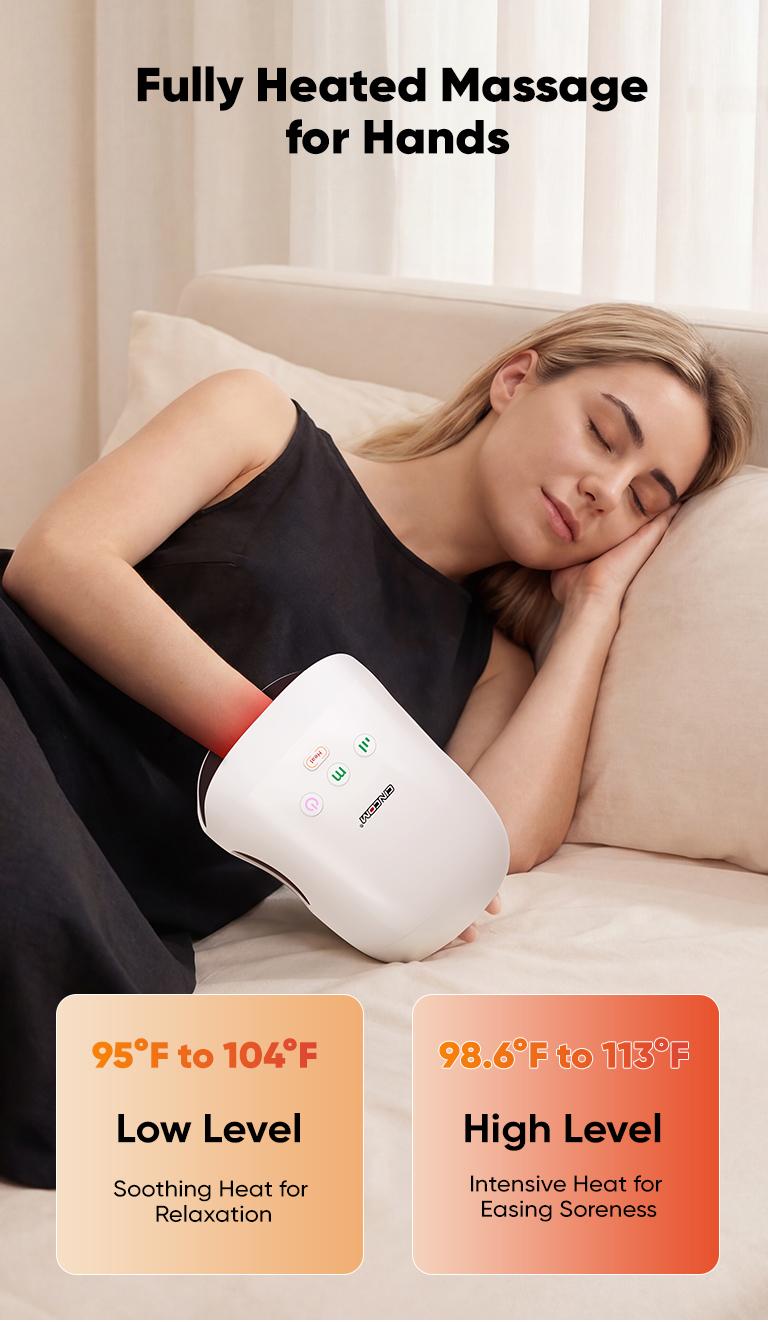 CINCOM Portable Hand Massager with Comfort Heat - Cordless, Adjustable Settings, Auto-Off, White, Black, Pink, Blue, Perfect Gift for Families, Men & Women - Ideal for Black Friday, Thanksgiving, Christmas, Birthdays & More,summerwins Lymphatic Drainage R