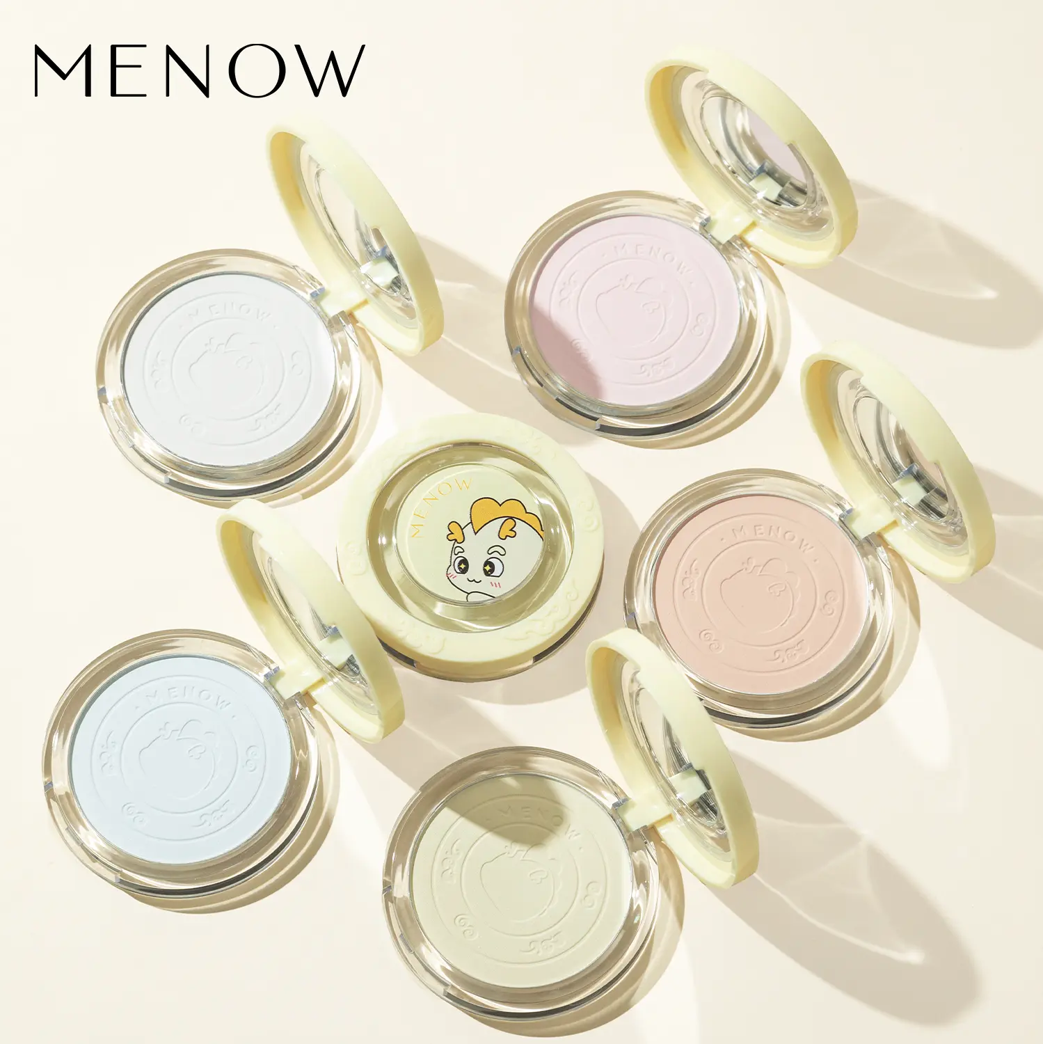 MENOW Oil control Soft Focus Powder,  12H oil control, longlasting, Waterproof, Sweatproof,  Minimize pores, suitable for both dry and oily skin, creating a flawless, matte finish(Includes a puff; buy 2 get a free sunscreen compact) Springtok