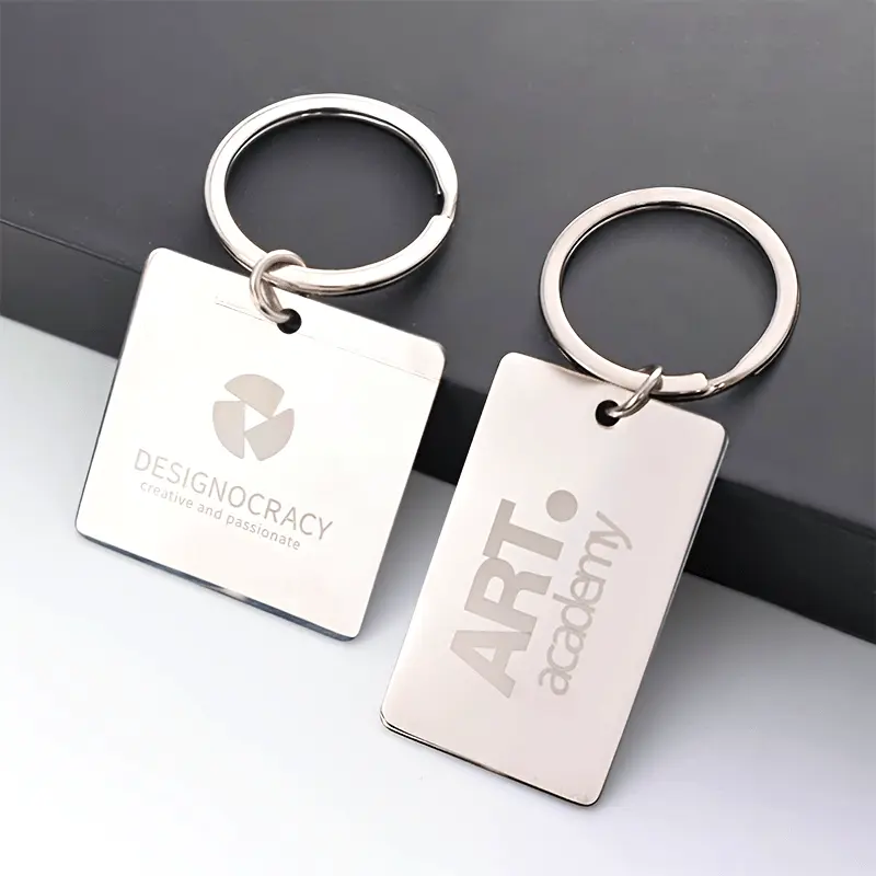 10pcs Double-Sided Glossy Stainless Steel Brand Keychain Labels - Custom, Personalized, Handmade, Engraved Message, Chain-Attached Keychains for DIY Laser Engraving Handicrafts, Custom Keychain