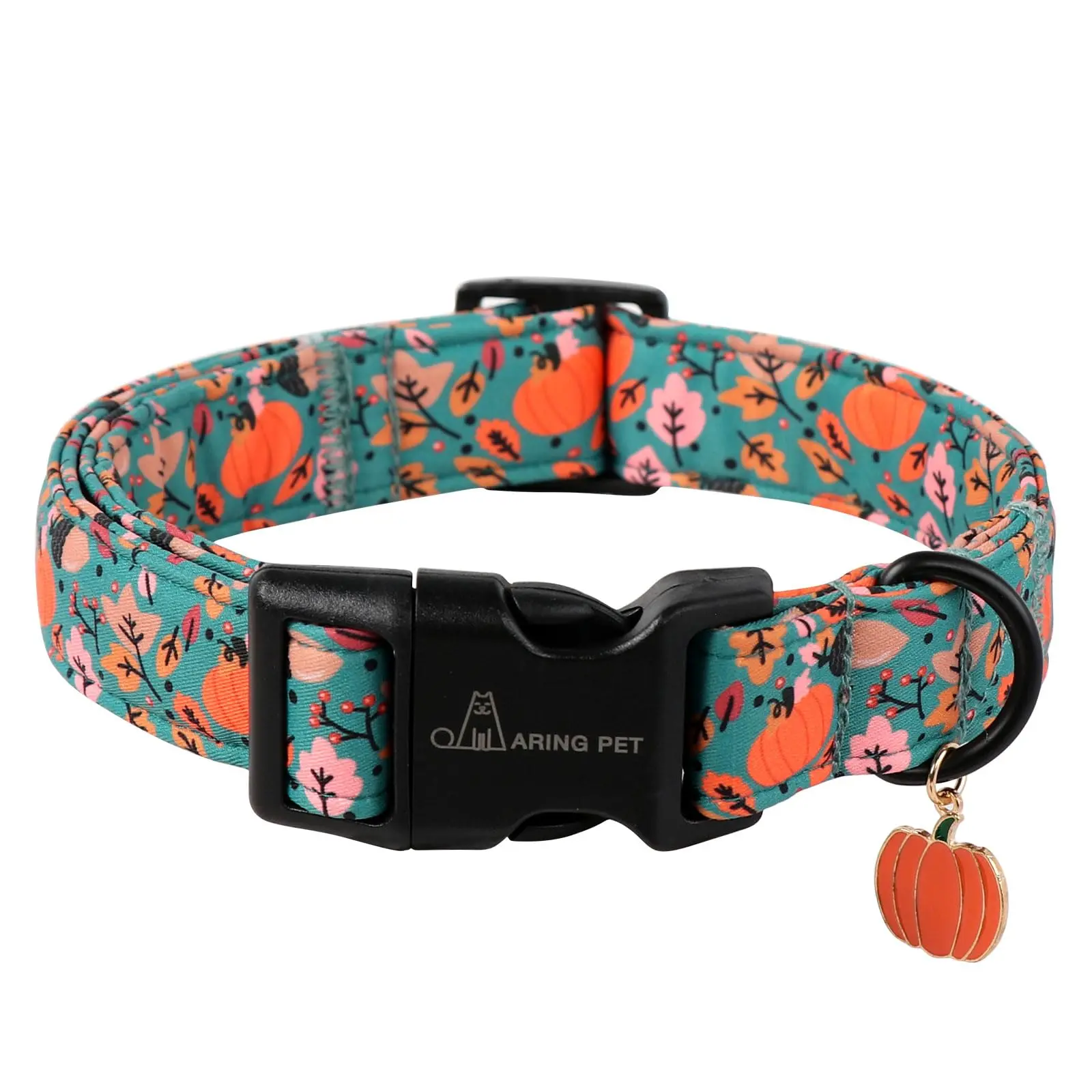 ARING PET Fall Dog Collar - Cute Autumn Pumpkin & Maple Leaf Design, Quick-Release Buckle, Perfect for Small Medium Large Dogs, XS Deep Color Unisex for Girl & Boy