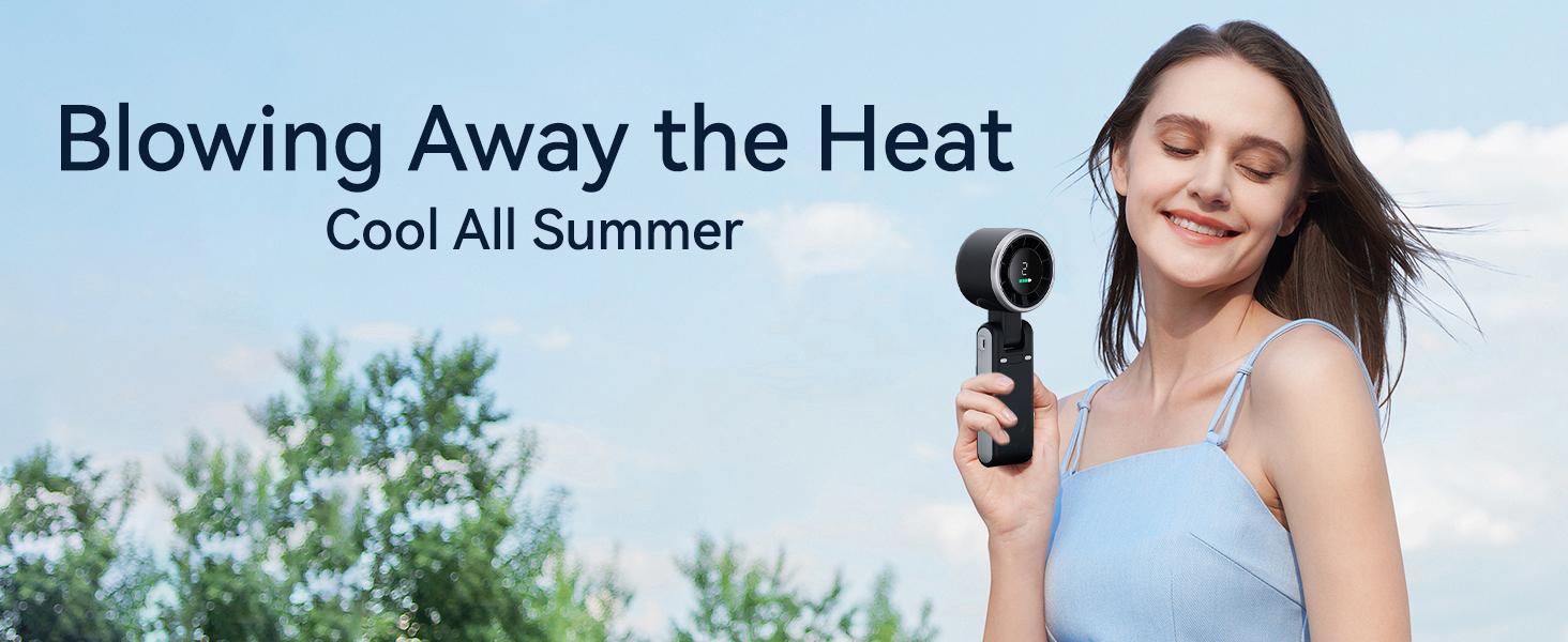 Portable Handheld Turbo Fan - 5 Gear High Speed 4000mAh Rechargeable Mini Personal Hand Fan Blow Cold Air,  Up to 12 Working Hours ,Battery Operated Travel Essentials, Beach Vacation, Gifts for Women, Men (Black)