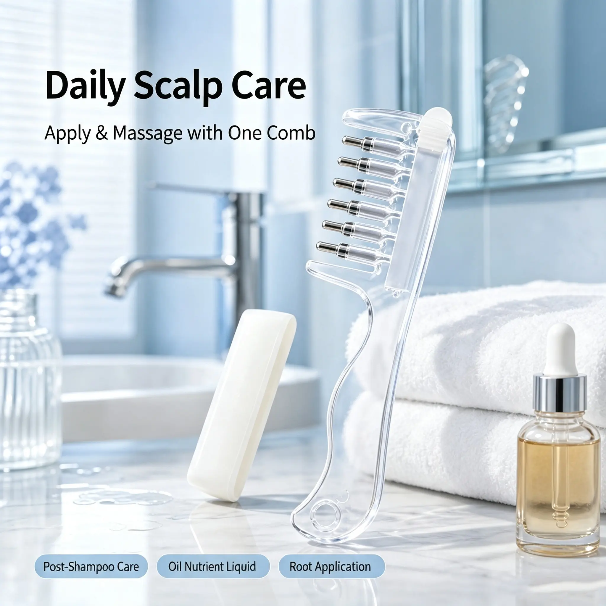 Scalp Liquid Applicator Comb, Refillable Hair Root Oil Massage Comb for Hair Care Treatment