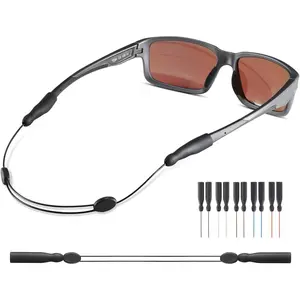 Glasses Strap -No Tail Adjustable Sunglasses Strap, Eyeglasses Strap, Cable Straps, Eye Glasses Holders Around Neck, Lanyard for Men Women -Eyewear Retainer String, Chain (1pcs Black 14inch)