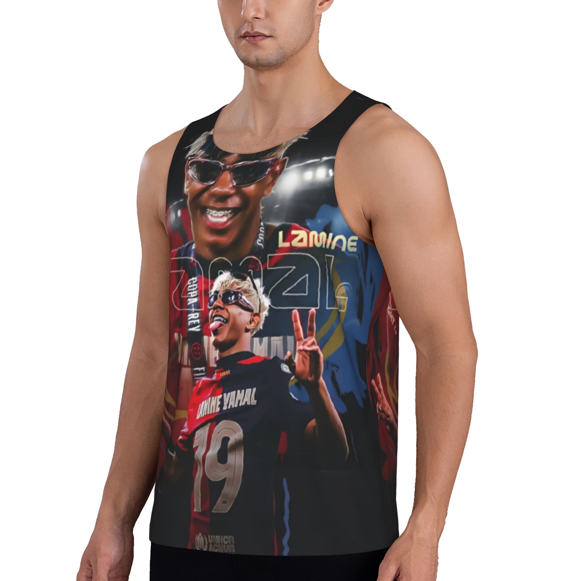 Barcelona Yamal Print Gym Tank | Comfortable, Stretchy & Stylish For Athletes  Barcelona Football Team Lamine Yamal Print Muscle Shirt Summer Vest