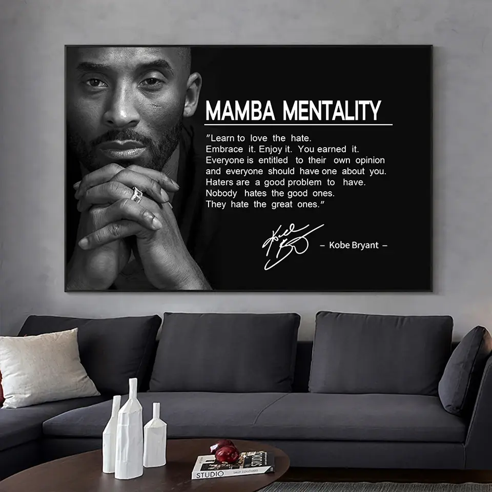Famous Basketball Star Poster Kobe Bryant MBA Spirit Memorial Hall Black and White Wall Poster,