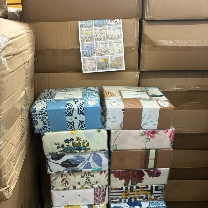 Wholesale Bedding Sheet Set - 12 Sheets per Box, Choose Queen/King Size, Random Prints