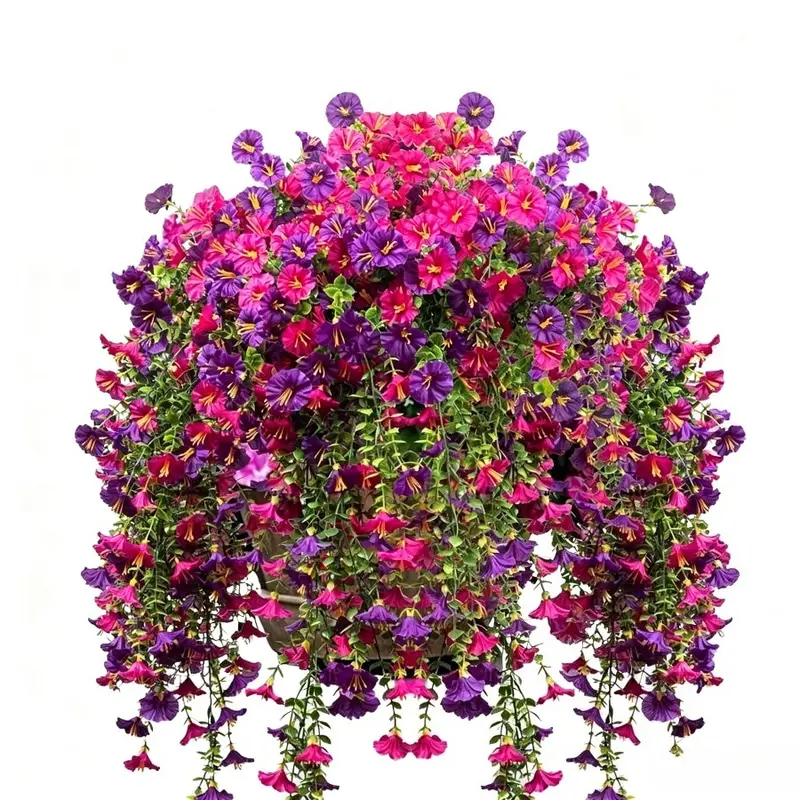 4/6/8/12 Pack Artificial Hanging Dendrobium Orchid Purple Flowers, Fake Hanging Plants with Vivid & Long-Lasting Color, Spring/Summer Decoration Indoor & Outdoor Decor for Garden, Window Sill SummerVibes