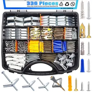 336 count Toggle  Heavy Duty Drywall Anchors and Screws Assortment Kit, 11 Sizes Metal & Plastic Wall Anchors Kit with Screw, Wall  Kit for Art Decor Shelves Picture Mirror Curtain