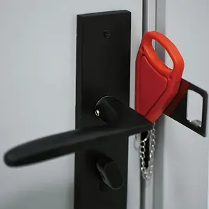Security Portable Door Lock Latch, Upgrade 2 Holes Removable Door Latch Lock One Hand Lock For Travel Safety And Personal Protection - No Drill Manual Lock Door Jammer Hotel Room Devices For Add Security