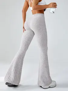 Women's Halloween High-Waisted Sporty Yoga Pants, Tight-Fitting Knit Fabric, Fall & Winter Casual Wear, Fashionable Ladies Activewear, Solid Flare Leggings