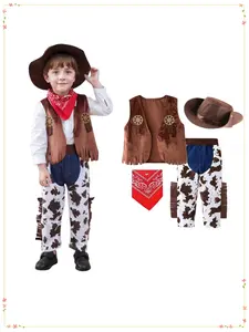 Kid Cowboy Costume 4pcs Set Boys Halloween Cosplay Event Dress Up Parties Stage Performance Outfits